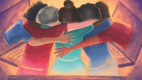 Illustration of people hugging.